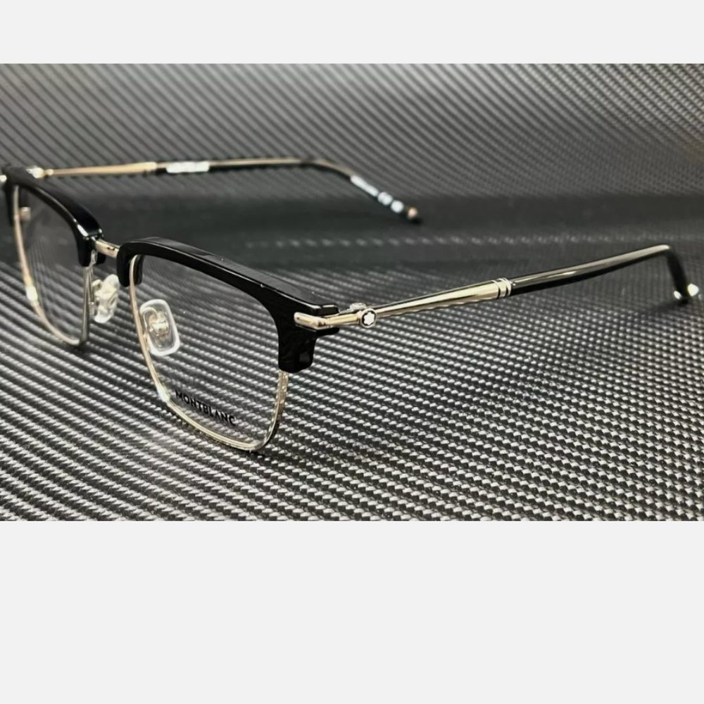 Mont Blanc Black Silver 54mm Eyeglasses